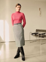 Noir/Blanc - Boucle Mono Textured Pencil Skirt - Image 2 of 8