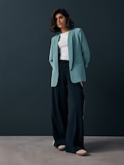 Blue Relaxed Ruched Sleeve Blazer - Image 2 of 7