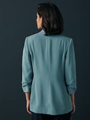 Blue Relaxed Ruched Sleeve Blazer - Image 3 of 7