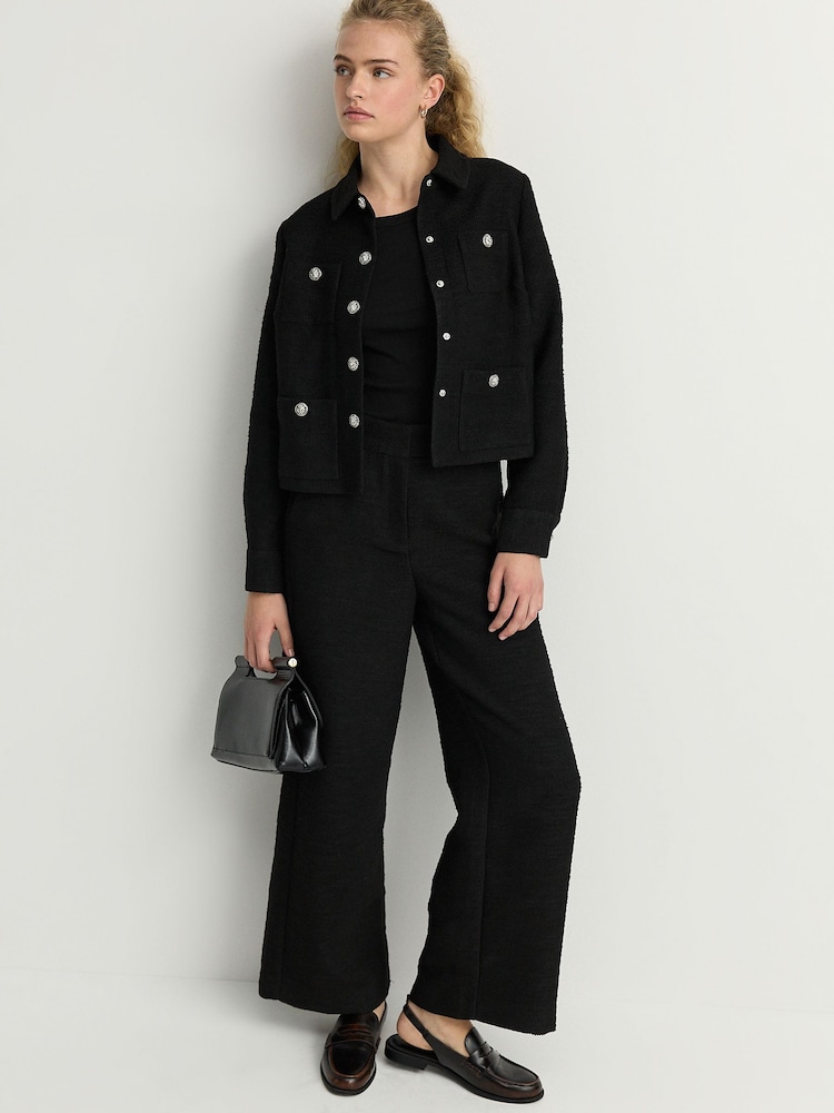 Noir - Pantalon large texturé Boucle - Image 2 of 7
