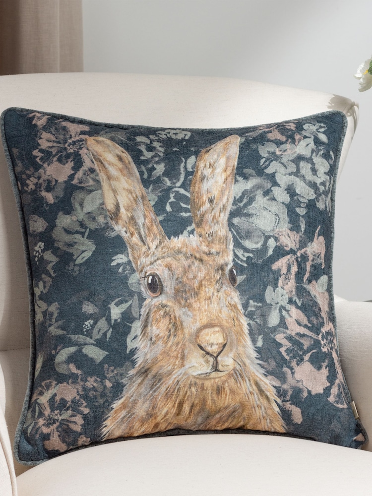Evans Lichfield Navy Avebury Hare Piped Cushion - Image 1 of 6 Evans Lichfield Navy Avebury Hare Piped Cushion - Image 1 of 6