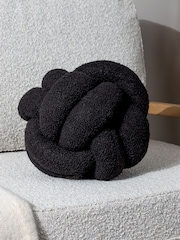 Furn Black Boucle Knot Filled Cushion - Image 1 of 3