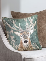 Evans Lichfield Petrol Avebury Stag Piped Cushion - Image 1 of 7