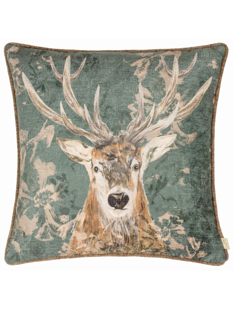 Evans Lichfield Petrol Avebury Stag Piped Cushion - Image 2 of 7