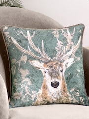 Evans Lichfield Petrol Avebury Stag Piped Cushion - Image 6 of 7