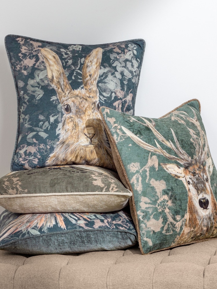 Evans Lichfield Petrol Avebury Stag Piped Cushion - Image 7 of 7