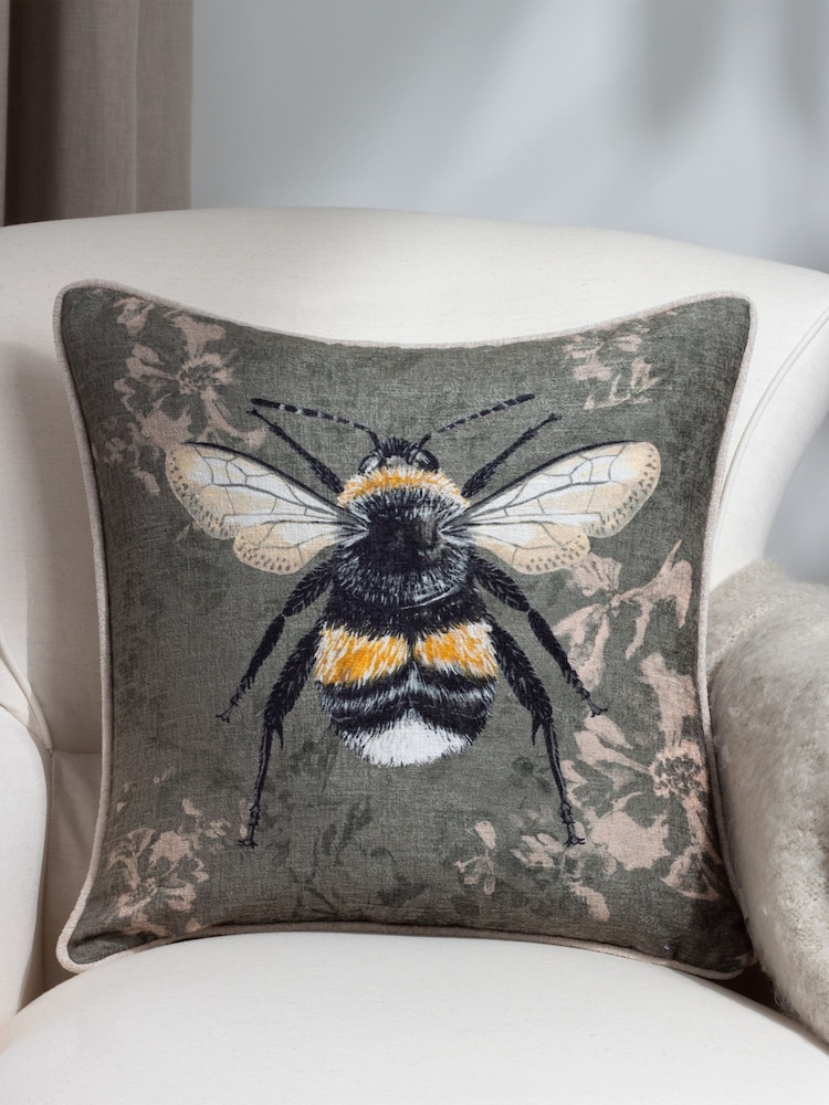 Evans Lichfield Sage Avebury Bee Piped Cushion - Image 1 of 5 Evans Lichfield Sage Avebury Bee Piped Cushion - Image 1 of 5