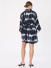 Religion Blue Tunic Shirt Dress With Kimono Sleeves in Bright Floral Print - Image 2 of 6