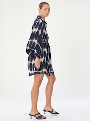 Religion Blue Tunic Shirt Dress With Kimono Sleeves in Bright Floral Print - Image 3 of 6