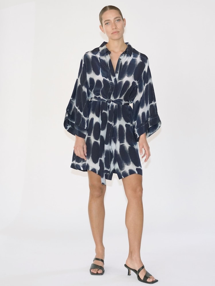 Religion Blue Tunic Shirt Dress With Kimono Sleeves in Bright Floral Print - Image 6 of 6