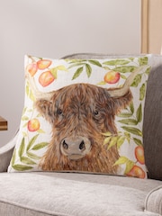 Evans Lichfield Natural Grove Highland Cow Cushion - Image 1 of 4