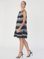 Religion Black Halterneck Mini Dress in Tie Dye Stripe With Drawstring - Image 6 of 6