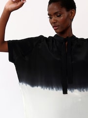 Religion Black Oversized Blouse in Dip Dye With Tie Neck - Image 3 of 6