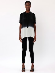 Religion Black Oversized Blouse in Dip Dye With Tie Neck - Image 4 of 6