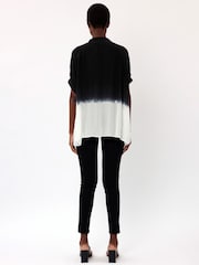 Religion Black Oversized Blouse in Dip Dye With Tie Neck - Image 5 of 6