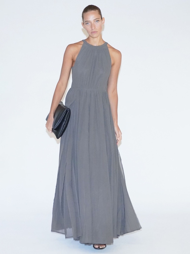 Religion Grey Dusk Halter Neck Maxi Dress With Full Skirt - Image 1 of 7 Religion Grey Dusk Halter Neck Maxi Dress With Full Skirt - Image 1 of 7
