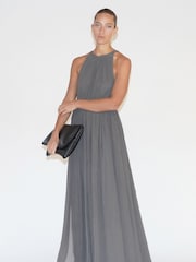 Religion Grey Dusk Halter Neck Maxi Dress With Full Skirt - Image 6 of 7