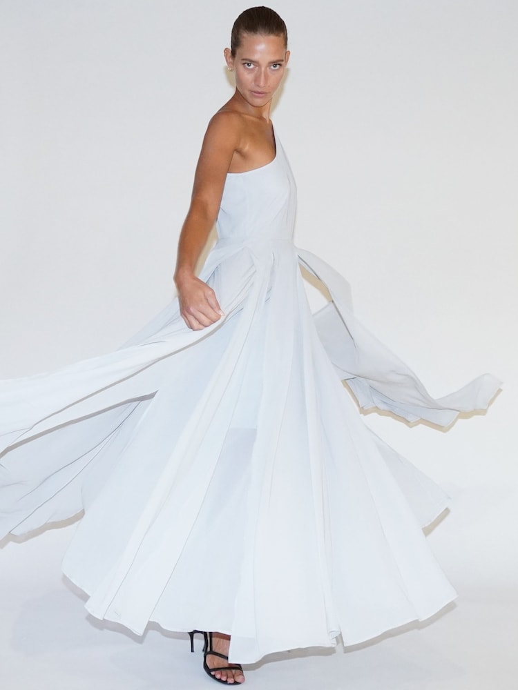 Religion Grey One Shoulder Maxi Dress With Full Skirt - Image 1 of 7 Religion Grey One Shoulder Maxi Dress With Full Skirt - Image 1 of 7