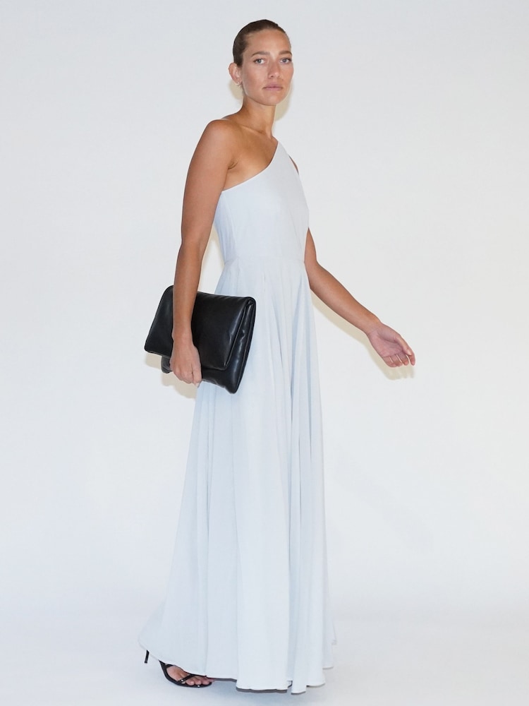 Gri - Rochie maxi Religion pe un umăr și fustă încrețită în talie - Image 4 of 7
