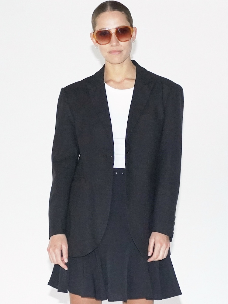 Religion Black Oversized 100% Cotton Linen Ceres Blazer - Image 2 of 7