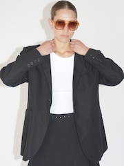 Religion Black Oversized 100% Cotton Linen Ceres Blazer - Image 4 of 7