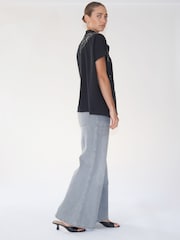 Religion Black Oversized Sensation Blouse With Gunmetal Beaded Motif - Image 5 of 6