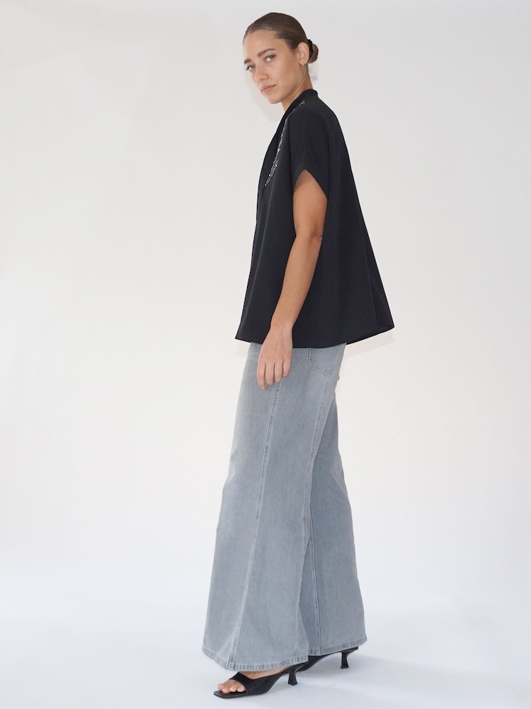 Religion Black Oversized Sensation Blouse With Gunmetal Beaded Motif - Image 6 of 6