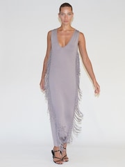 Religion Grey Flourish Maxi Jersey Dress With Knots And Tassles - Image 1 of 6