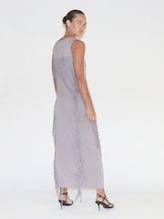 Religion Grey Flourish Maxi Jersey Dress With Knots And Tassles - Image 3 of 6