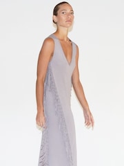 Religion Grey Flourish Maxi Jersey Dress With Knots And Tassles - Image 6 of 6