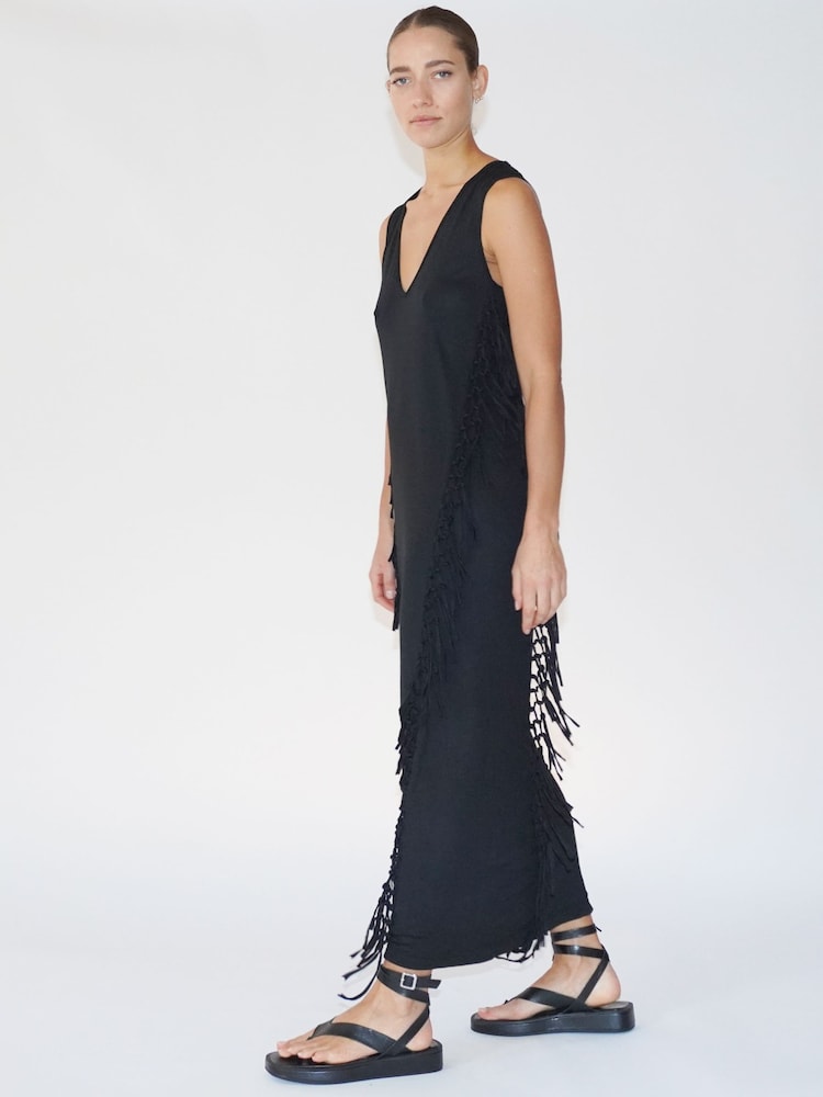 Religion Black Flourish Maxi Jersey Dress With Knots And Tassles - Image 2 of 6