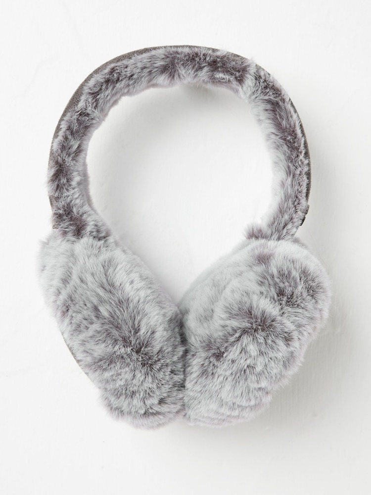 FatFace Charcoal Grey Fluffy Earmuffs - Image 1 of 2