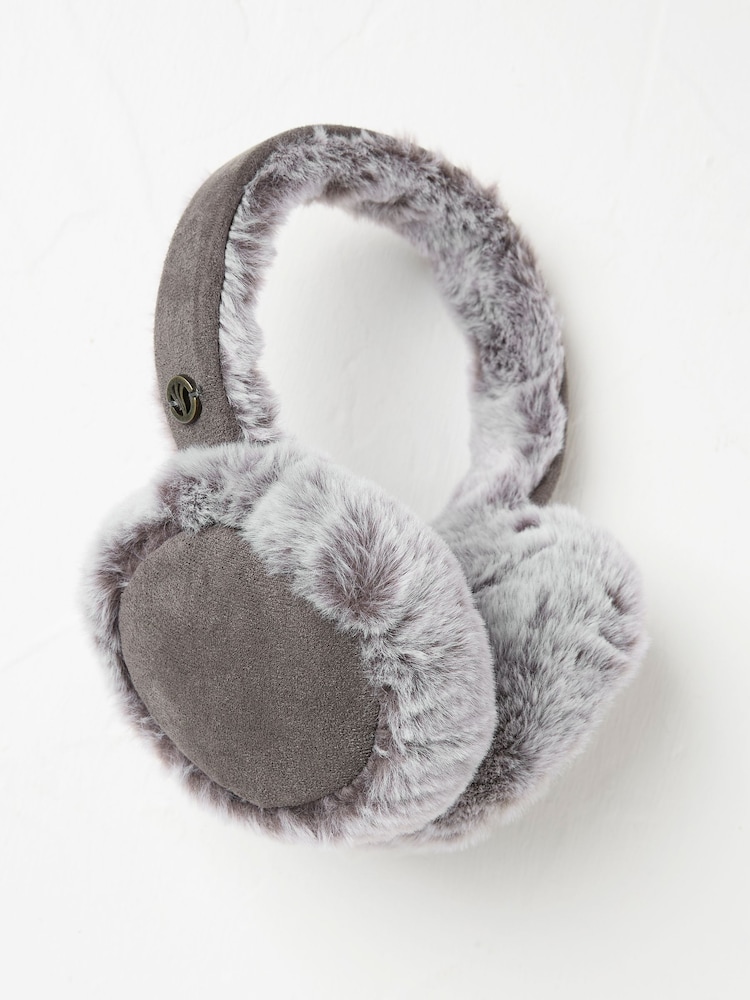FatFace Charcoal Grey Fluffy Earmuffs - Image 2 of 2