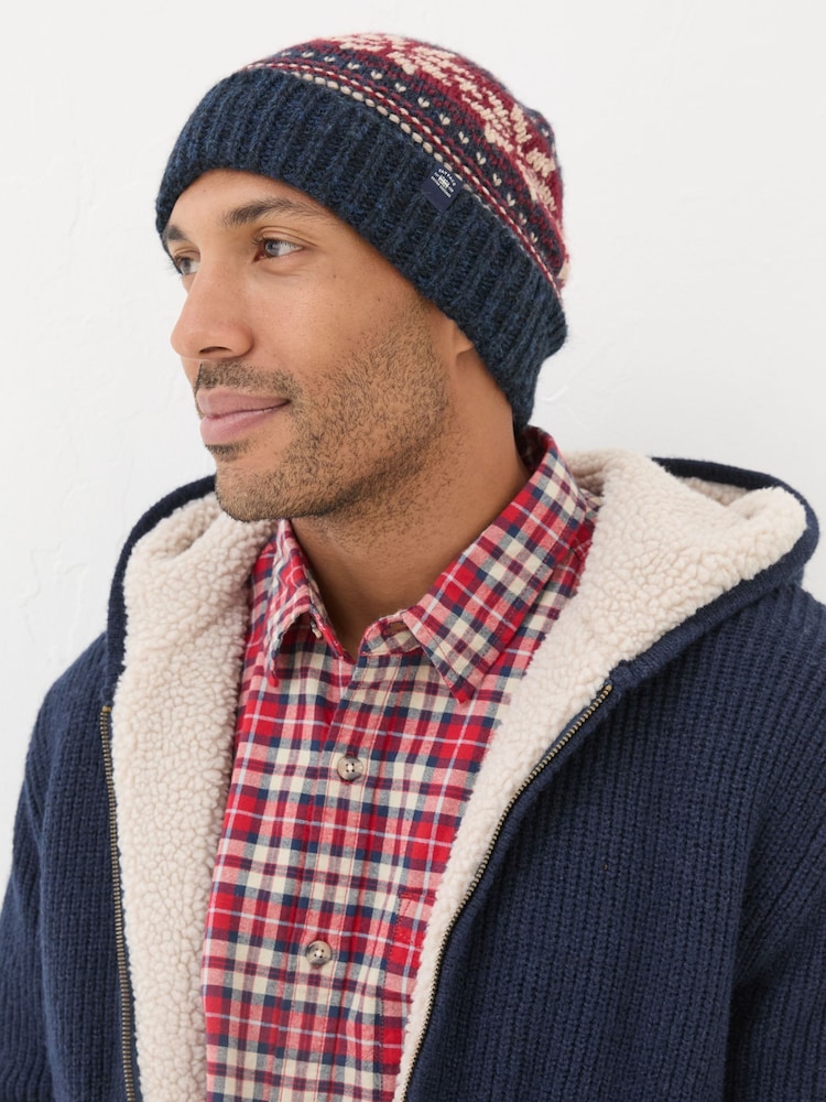 FatFace Navy Fairisle Pattern Beanie - Image 1 of 3