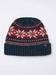 FatFace Navy Fairisle Pattern Beanie - Image 2 of 3