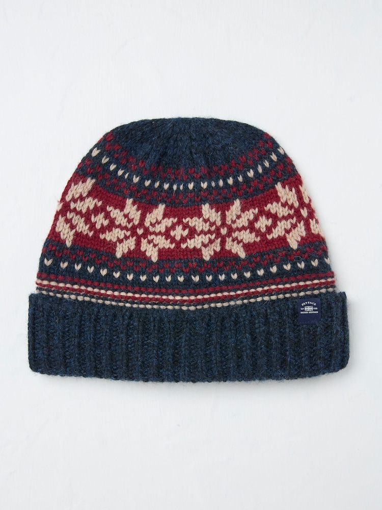 FatFace Navy Fairisle Pattern Beanie - Image 2 of 3