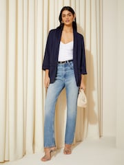 Friends Like These Navy Blue Edge to Edge Ponte Jacquard Blazer - Image 3 of 4