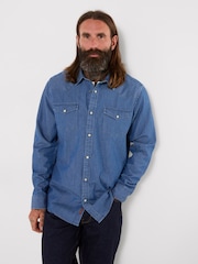 Joe Browns Blue Yardline Stripe Denim Shirt - Image 1 of 6