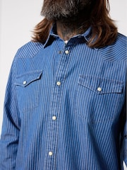 Joe Browns Blue Yardline Stripe Denim Shirt - Image 2 of 6