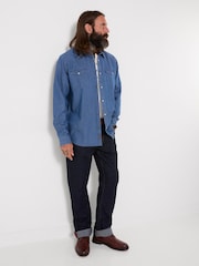 Joe Browns Blue Yardline Stripe Denim Shirt - Image 3 of 6