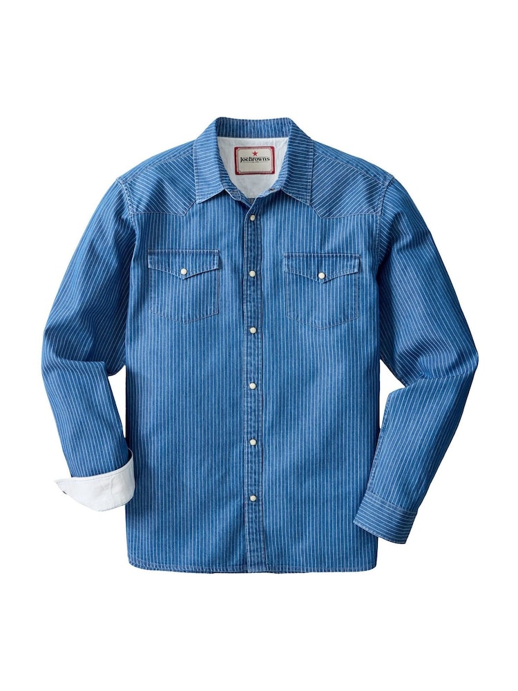 Joe Browns Blue Yardline Stripe Denim Shirt - Image 6 of 6 Joe Browns Blue Yardline Stripe Denim Shirt - Image 6 of 6