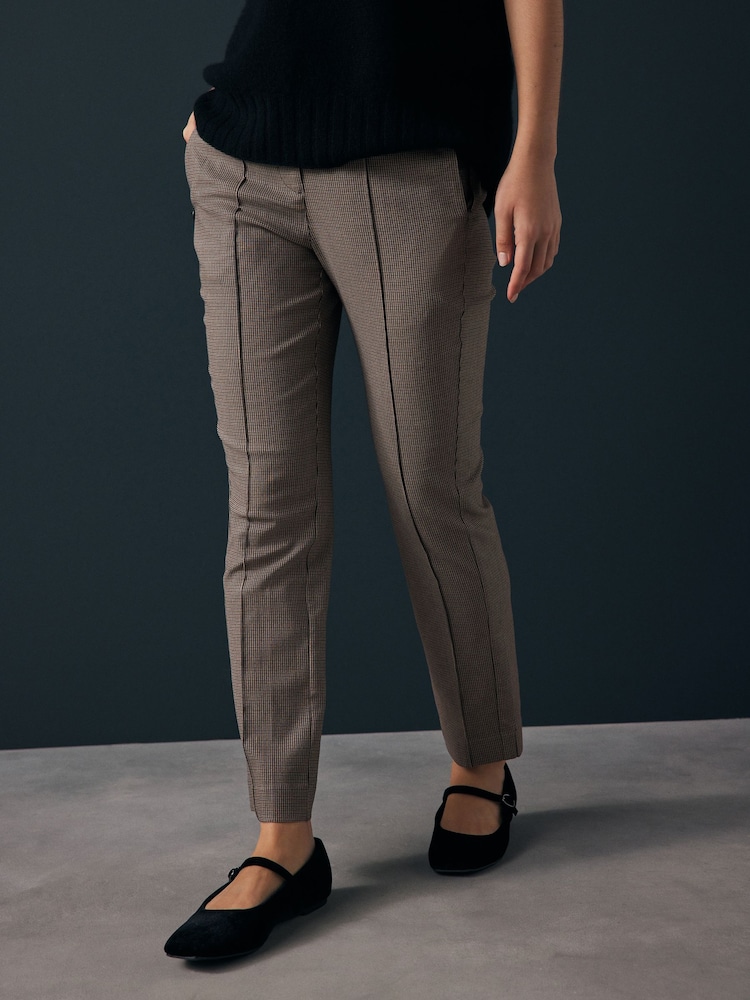 Brown Check Slim Sculpting Trousers - Image 2 of 9