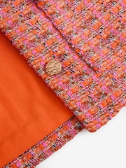 Pink und Orange - Kragenlose strukturierte Bouclé-Jacke - Bild 11 von 11