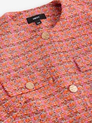 Roze/oranje - Kraagloze bouclé jas met textuur - Image 7 of 9