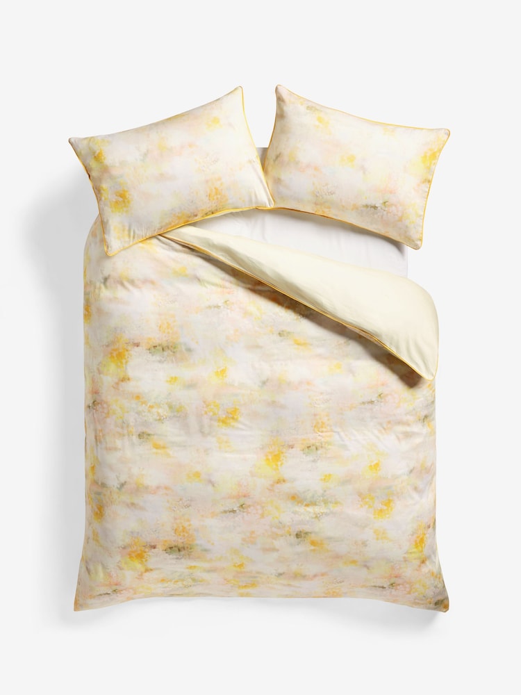Yellow Abstract 200 Thread Count 100% Cotton Sateen Duvet Cover and Pillowcase Set - Image 5 of 6