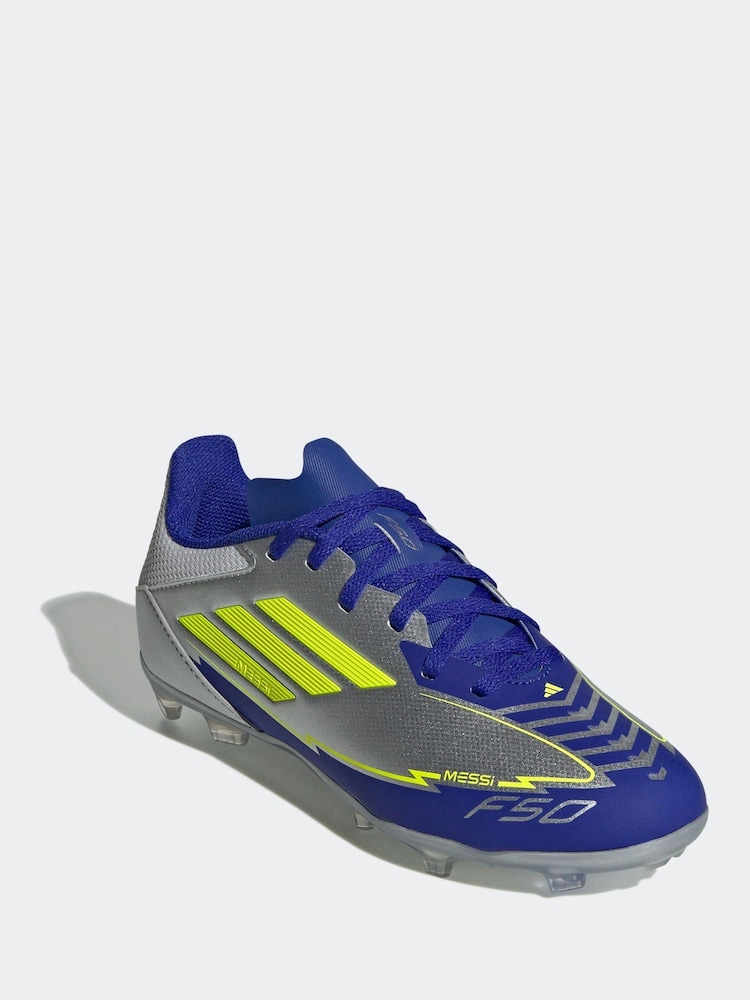 adidas Grey F50 League Fg/MG J Messi Football Boots - Image 1 of 9