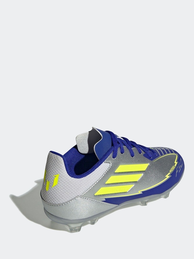 adidas Grey F50 League Fg/MG J Messi Football Boots - Image 2 of 9