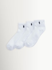 Polo Ralph Lauren White Half-Cushioned Sport Ankle Socks 3 Pack - Image 1 of 1