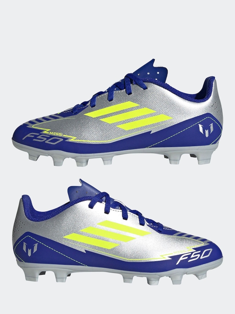 adidas Grey F50 Club Fg/MG J Messi Football Boots - Image 5 of 9