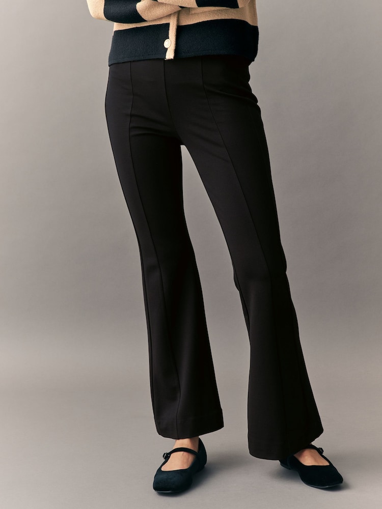 Noir - habillé Ponte Flared Leg Pantalons - Image 2 of 8